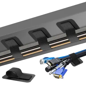 Cable Management Under Desk, 【Up to 15 Cord】【Enhanced Wire Holder】 Cord Organizer, Adjustable Hook and Loop Cable Ties, Home Office Essentials, Cable Hider Clips Under Table, 20 Pair