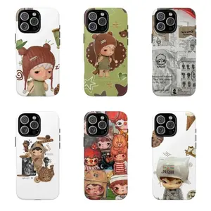 Hirono Phone Case, New Figures Green Themed, Japanese Cute Characters Collage Aesthetic Y1084 | Phone Case Compatible with iPhone 17 16 15 14 13 12 11 pro pro max & Samsung S25 S24 S23 S22 S21 Durable Protection Dual Layer Design Glossy