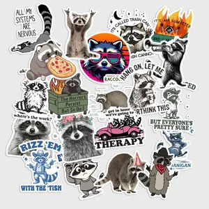 20 Pcs Raccoon Stickers Pack - Cute Kawaii Funny Trash Panda Decals, Waterproof Vinyl Aesthetic Raccoon Stickers for Laptop, Water Bottle - Raccoon Lover Gift