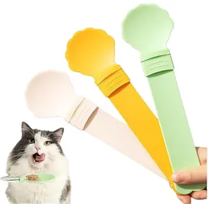 [2026]3PCS Cat Treat Squeeze Spoon Multifunctional Dispenser for for Wet Food, Licky Treats & Puree Tubes, Easy Feeding and Storage with with Extra Long Handle Design, Cat Accessories(3 Color)