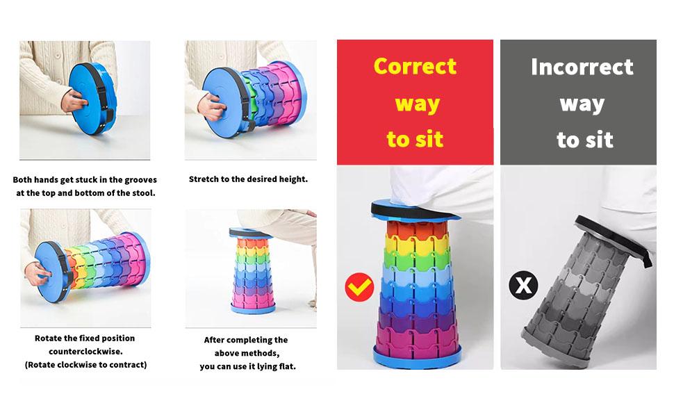 Upgraded Collapsible Stool,Portable Stools,Telescoping Stool, Max Load Capacity 450lbs,Suitable for Outdoor Picnic Camping Gardening Fishing Hiking BBQ Multi Purpose Foldable Practical Seating Solution Compact And Lightweight