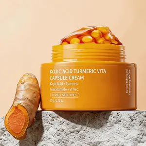 Curcumin Turmeric Vitamin Capsule Cream Brightening Creamy Hydrating Moisturizing Blend Soothing Firming Deep Hydration Pill Face Cream