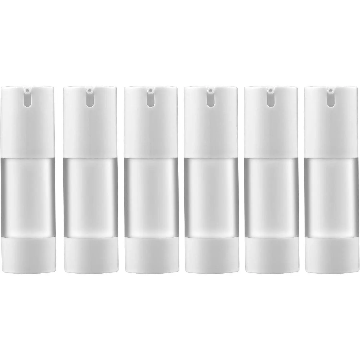 1 Oz (30ML) Empty Refillable Airless Pump Bottle,Travel Foundation Containers,Airless Cosmetic Pump Bottle for Hand Sanitizer, Toner,Gel,Hair Oil, Lotion and Face Cream (Pack of 6, Frosted)