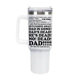 Roseanne Jackie "Dad Is Gone" Tumbler, Funny TV Quote Coffee Cup, Sitcom Fan Gift, Funny TV Show Enthusiast 40oz Insulated Tumbler - Auntie Barbara Jackie Quote Travel Mug - Perfect Birthday Gift for Friends Fans