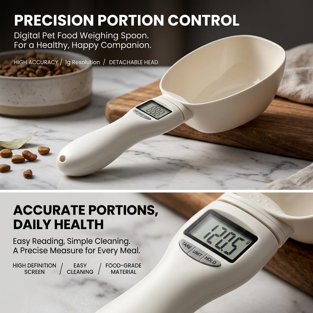 Smart Digital Food Scale Spoon - Precision Electronic Measuring Cup for Baking & Cooking Multi-Use Adjustable Kitchen Scale Spoon - Accurate Smart Measuring Tool for Home Bakers & Chefs & Pet Owners