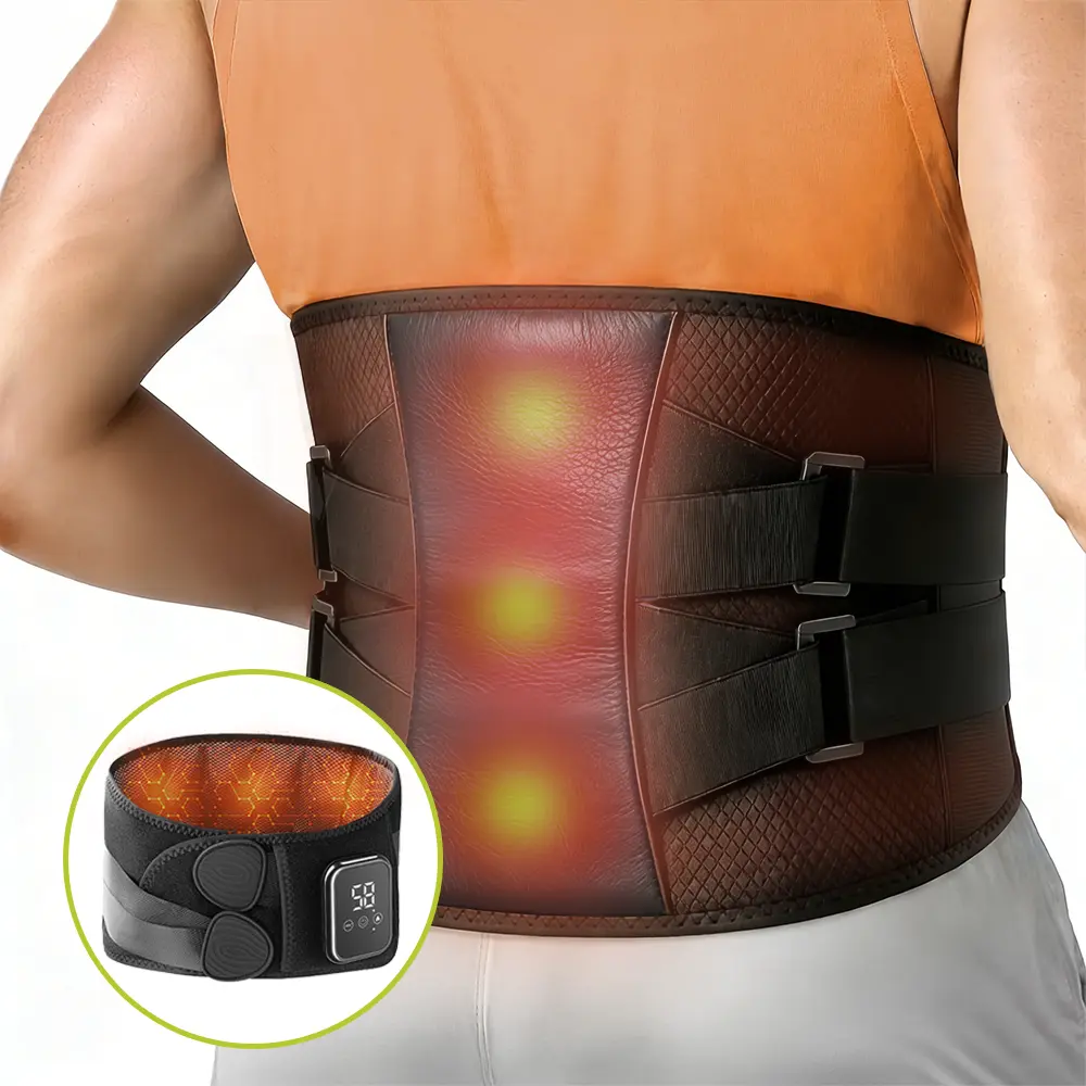 Heated LED Vibratory Massager Belt - Relaxation Aid, Strong Waist Support, Adjustable Temperature, Wireless Battery-Operated Device, Ideal Father's Day Gift for Dad