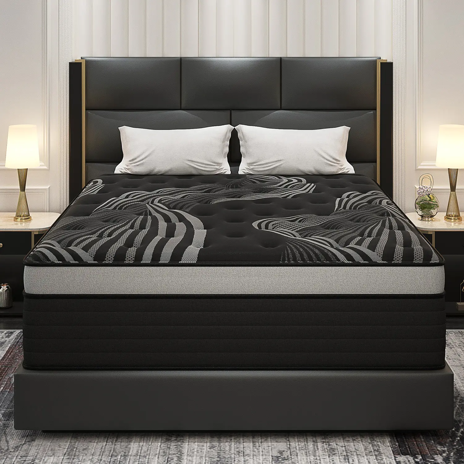 12/14 Inch Twin, Full, Queen, King Mattress Memory Foam And Spring Hybrid Mattress Medium Firmness, Lumbar Support, For Home Rooms Hotels, Boxed Halloween ChristmasGift Furniture Ergonomic mattress Interior Modern
