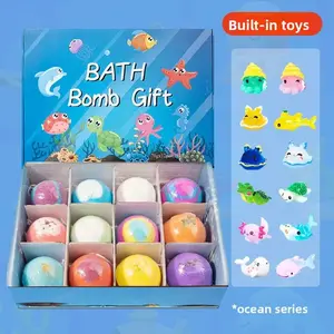 12 Pcs Bath Bombs Gift Box Set with Educational Fun Toys Animal Surprises Safe Skincare Perfect Learning Toy Ideal Birthday Present for Kids