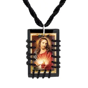 Sacred Heart of Jesus Scapular Necklace - Black Color