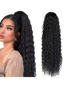 24-Inch Synthetic Wavy Drawstring Ponytail Hairpiece — Ideal for Women's Wig Styling Curly Ponytail