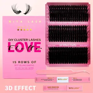 Cluster Lash Kit, 1 Box Mixed Length & Styles Natural Look Eyelash Extensions, Self Grafting Curl Eyelashes, Eye Makeup Enhancement, Eyelash Clusters, Hybrid Lash Set, Diy False Eyelashes, Puff Lash Clusters, Pink, Individual Cluster Lash