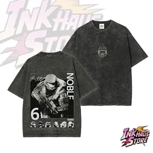 *Noble Team* design from the Halo series of games, specifically Spartan B-312 (Noble 6)--Short Sleeve Cotton Unisex Retro wash Tee