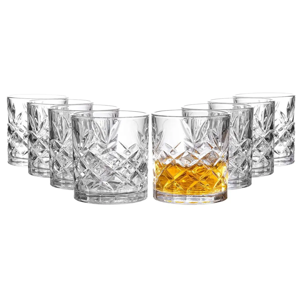 Royalty Art Kinsley Lowball Glasses Set of 8 | 10.6oz Whiskey Glasses