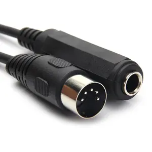 6.35mm Female 1/4" TRS to DIN 5 Pin MIDI Cable Adapter for Speaker, Amplifier, Mixer to MIDI Keyboard, Synthesizer and Guitar Connection (30 cm)