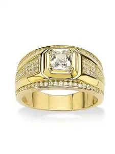 1 PC Glamorous Cubic Zirconia Ring Solitaire Engagement Ring For Men Party Accessories Jewelry Gift