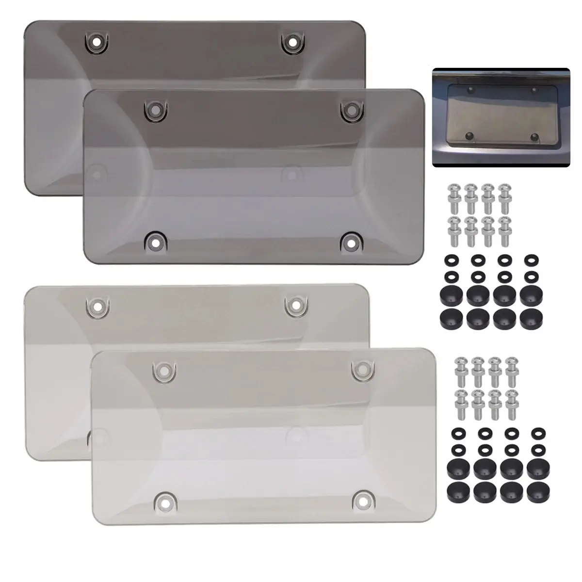 2 Pack License Plate Cover, Clear License Plate Protector License Plate Frame for American Standard Cars,12.2"x6.2", Grey/Black Car Accessories Vehicle