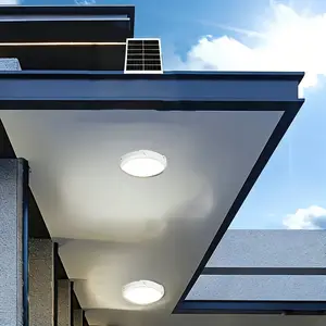 Solar-powered smart ceiling lights, solar garage lights, LED solar indoor balcony ceiling lights, outdoor garden decorations, easy to install, suitable for indoor lighting in hallways, porches, balconies, and garages.