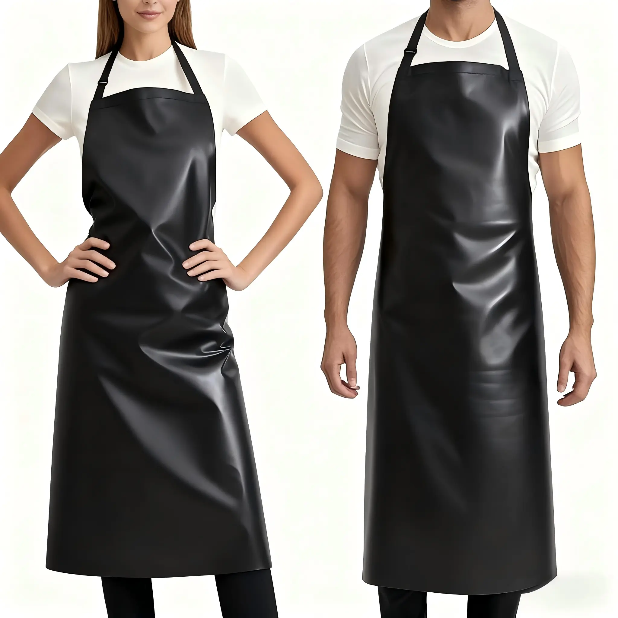 Adult Heavy Duty Waterproof Rubber Vinyl Apron - 40" Extra Long, Adjustable Bib, Chemical Resistant, Lightweight, Comfortable, All Seasons, Cover & Wipe Features, Drip-Resistant, Anti-Stain, Front Protection for Industrial Work, Grilling, Drip-Resistant A