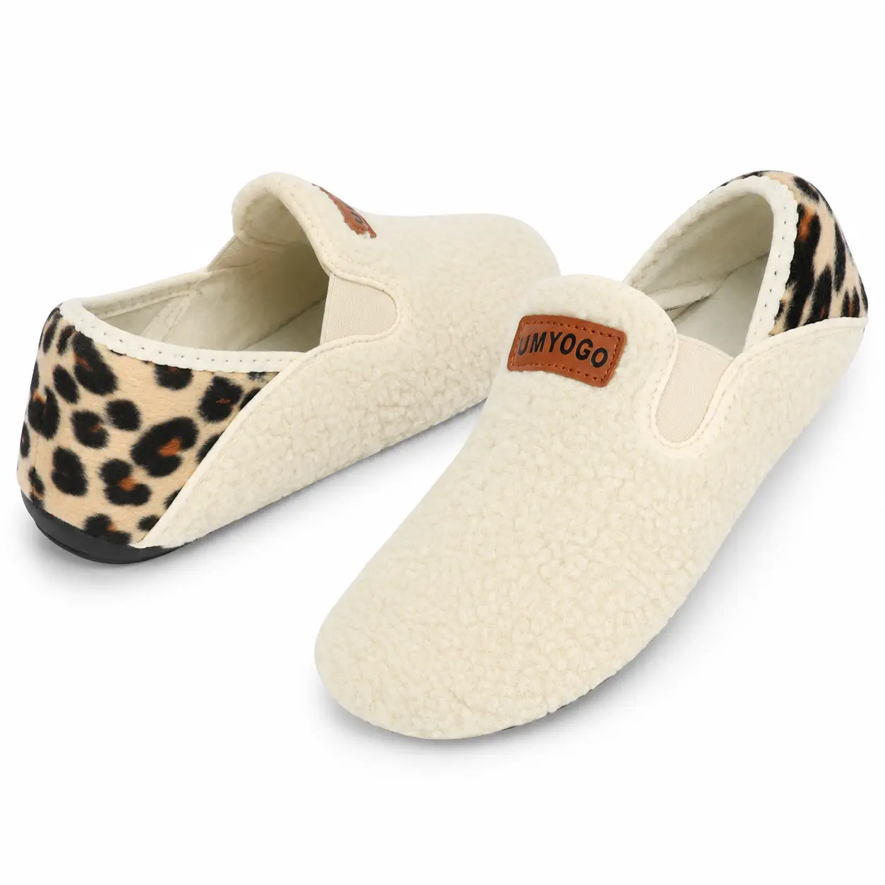 UMYOGO Soft House Shoes for Women and Men, Fleece Closed Toe Slippers with Convertible Back and Non Slip Rubber Sole