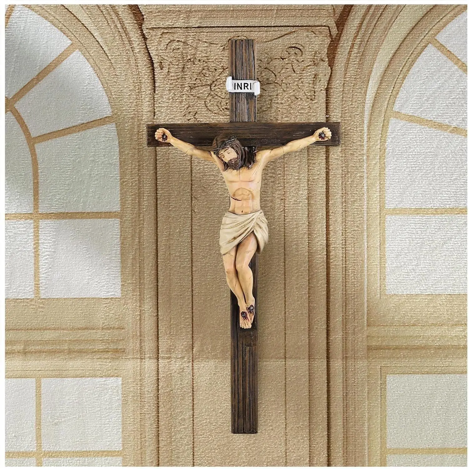 10.6'' Catholic Crucifix Wall Crosses - Hand Painted   the , Religious  Gifts   Wall for Church  Office Baptism Decor