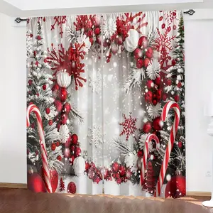 2pcs Christmas Curtains, Perfect for Living Room Bedroom Study Hotel Home Decor, Elegant Polyester Drapes, Privacy Protection Gift