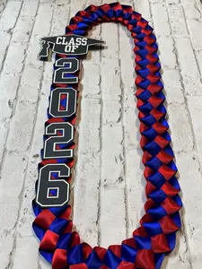 Handmade Graduation Lei | 26 inch with Class of 2026 cap | Hand braided satin ribbon