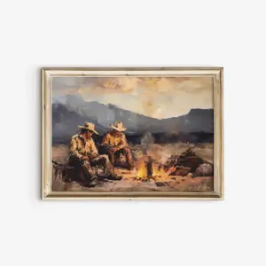 Vintage Western Cowboy Oil Painting | Large Western Wall Art | Modern Western Art | Rustic Wall Art | Southwestern Wall Decor | DOWNLOAD Print Photo