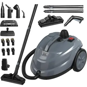 Steam Cleaner, Powerful Heavy Duty Canister Steamer with 34 Accessories, Steam Mop with 16.4 Ft Extra-Long Power Cord for Home Floor Cleaning, Grout, Upholstery, Car Detailing, Grey