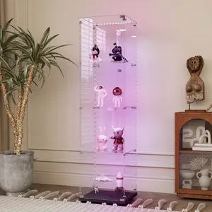 Tempered Glass Display Cabinet,Wine Cabinet, Storage Cabinet,File Cabinet, Tempered Glass Top,Bluetooth LED Light Strip,with Door Lock, eligible for Living Room, Bedroom,Hallway,Office, Color: Black
