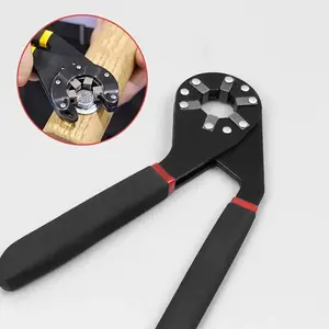 Socket Hex Wrench 14 in 1 Multifunctional Wrench with Non-Slip Handle & Adjustable Sizes for Car Motorcycle Bicycle Repair Heavy Duty Steel Tool Black