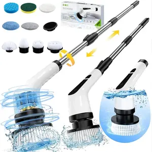 Electric Spin Scrubber Powerful, Cordless Cleaning Brush with 9 Heads, 3-Speed Electric Scrubber with IPX7 Waterproof Long Handle, Deep Cleaning Brush for Bathroom, Bathtub, Tile & Shower, Spring Cleaning & Holiday Home Refresh Tool.
