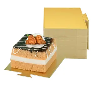 50/100pcs 3.3 Inch Mini Square Golden Cake Boards, Mousse Cupcake Base Paper Plates Dessert Board Base for Cake DIY, Baking Dessert Party Wedding Birthday
