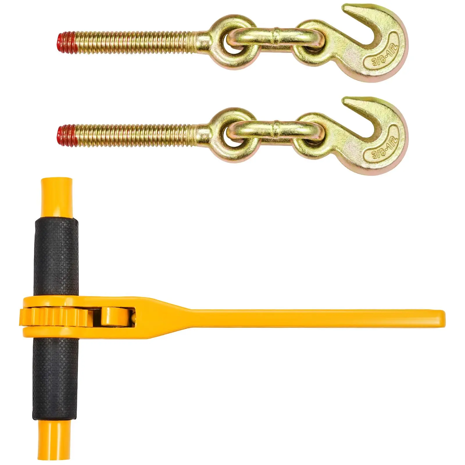 【summerfinds】VEVOR Chain and Binder Kit, 3/8"-1/2" Ratchet Load Binders 9200 lbs Working Load Limit, 3/8" x 10' G80 Chains with Grab Hooks, Ratchet Binders and Chains for Truck, Tie Down, Hauling, Towing, 2 Set