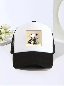 Cute Panda Design Baseball Cap, Casual Breathable Mesh Baseball Cap for Men & Women, Fashion Accessories for Daily Wear