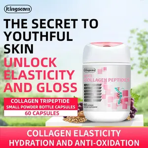 Kingscom Elite Collagen Aid: Multi-Hydrolyzed Formula with Grape Seed Extract, Melatonin, GABA, Hyaluronic Acid, Vitamins C and B6 – 60 Capsules for Dermal Strength, Moisture Retention, and Anti-Wrinkle Effects
