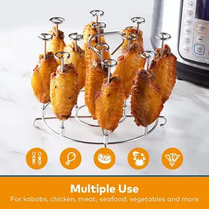 Air fryer oven vertical round grill food grade 304 stainless steel universal accessories skewers home