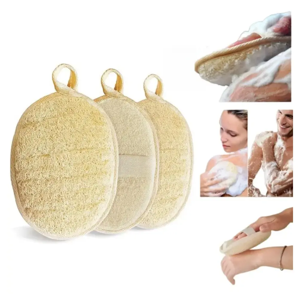 3 Pack Natural Loofah Sponge Exfoliating Body Scrubber,Shower Loofah Loofah Made From Natural Plant Fibers,Powerful Exfoliating luffa Sponge for Body and Face,Bath Shower Sponge for Women & Men