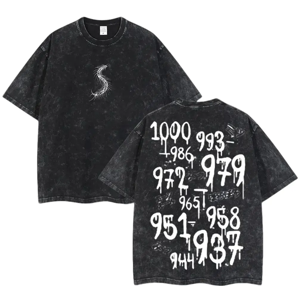 Men's Oversized Graphic T-Shirt, Tokyo Ghoul Haise Sasaki Print in Acid-Washed Cotton, Round Neck Shortsleeve Tee for Otaku Style Menswear, Baggy, Casual, Stylish, Lightweight, Retro Style, Anime Style