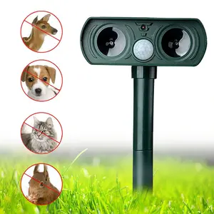 4-Pack Solar Ultrasonic Animal Repellent - Deter Deer, Rabbits, Squirrels for Yard Garden