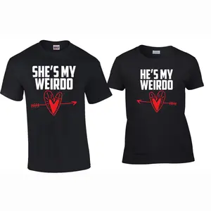 [Graphic T-Shirt] 100% Cotton Couple Matching T-Shirt - Couple Shirts,Couple Outfit, He’s My Weirdo & She’s My Weirdo Funny Matching Couple Graphic Tee Love Shirt ,Anniversary/Boyfriend/Girlfriend/Husband/Wife Gift