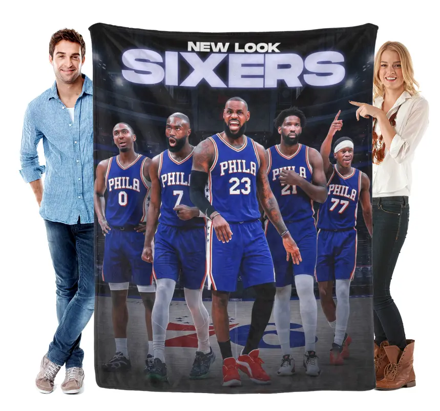 LeBron James Philadelphia 76ers Basketball Flannel Throw Blanket, Soft Cozy Lightweight Fleece Blanket for Fans, Sofa Bed Couch Home Decor Gift