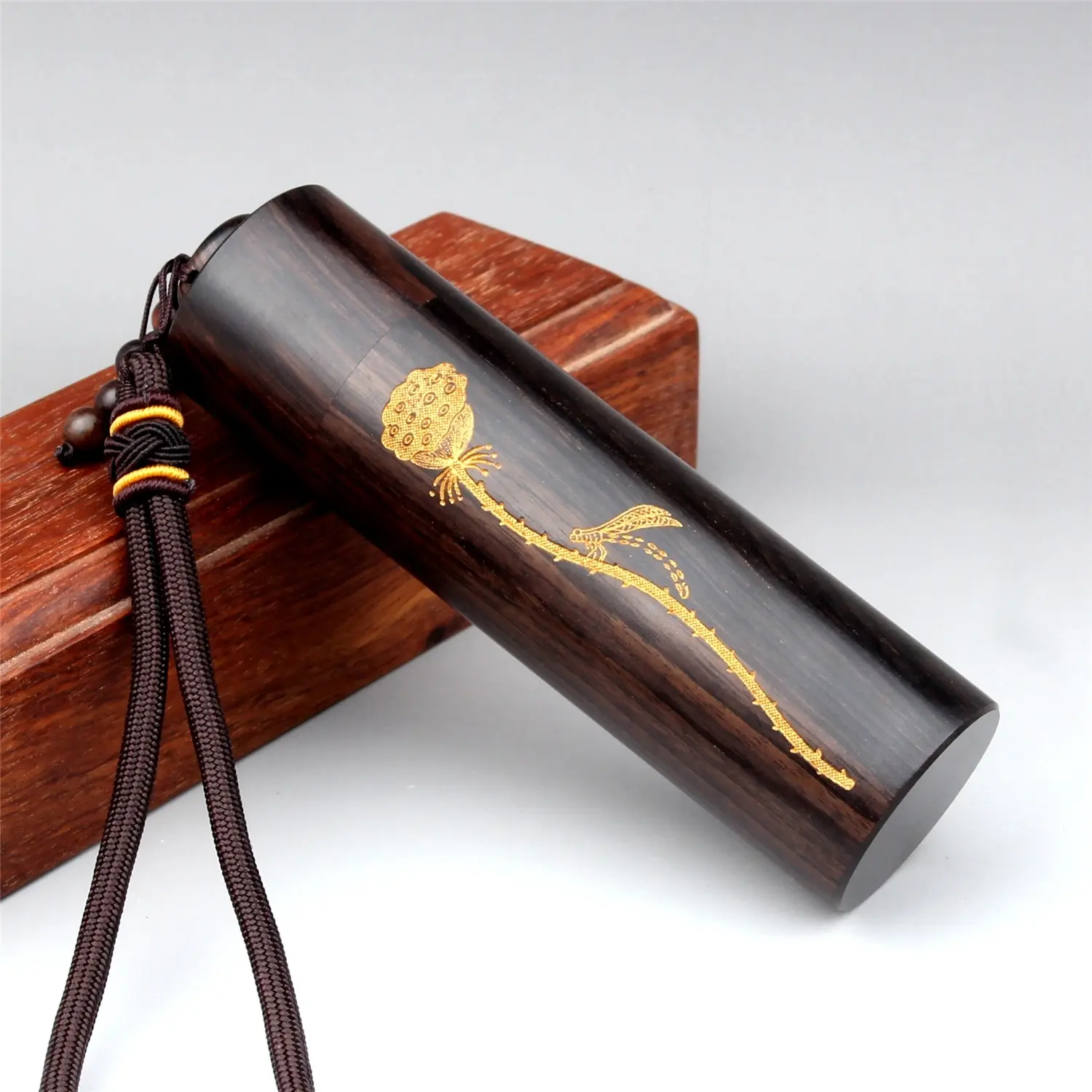 Antique Rosewood Chinese-Style Artisan Crafted Round Organiser Pouch with Lid - Smooth Open/Close, Leakproof Home Storage Box, Portable Handmade Signature Wooden Case, Toothpick Holder
