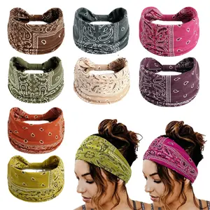 Latin Boho Headbands for Women 6pcs Set Soft Non-Slip Perfect for Yoga Festivals Travel Stylish Retro Hair Wraps for Curly or Thick Hair Vibrant Colors Free Spirited Design