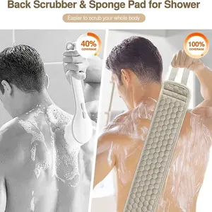Exfoliating Back Scrubbing Towel for Men & Women, Large Bath Exfoliator (36.5x4.5 Inches), Gentle Body Care Tool for Smooth Skin, Body Back Scrubber