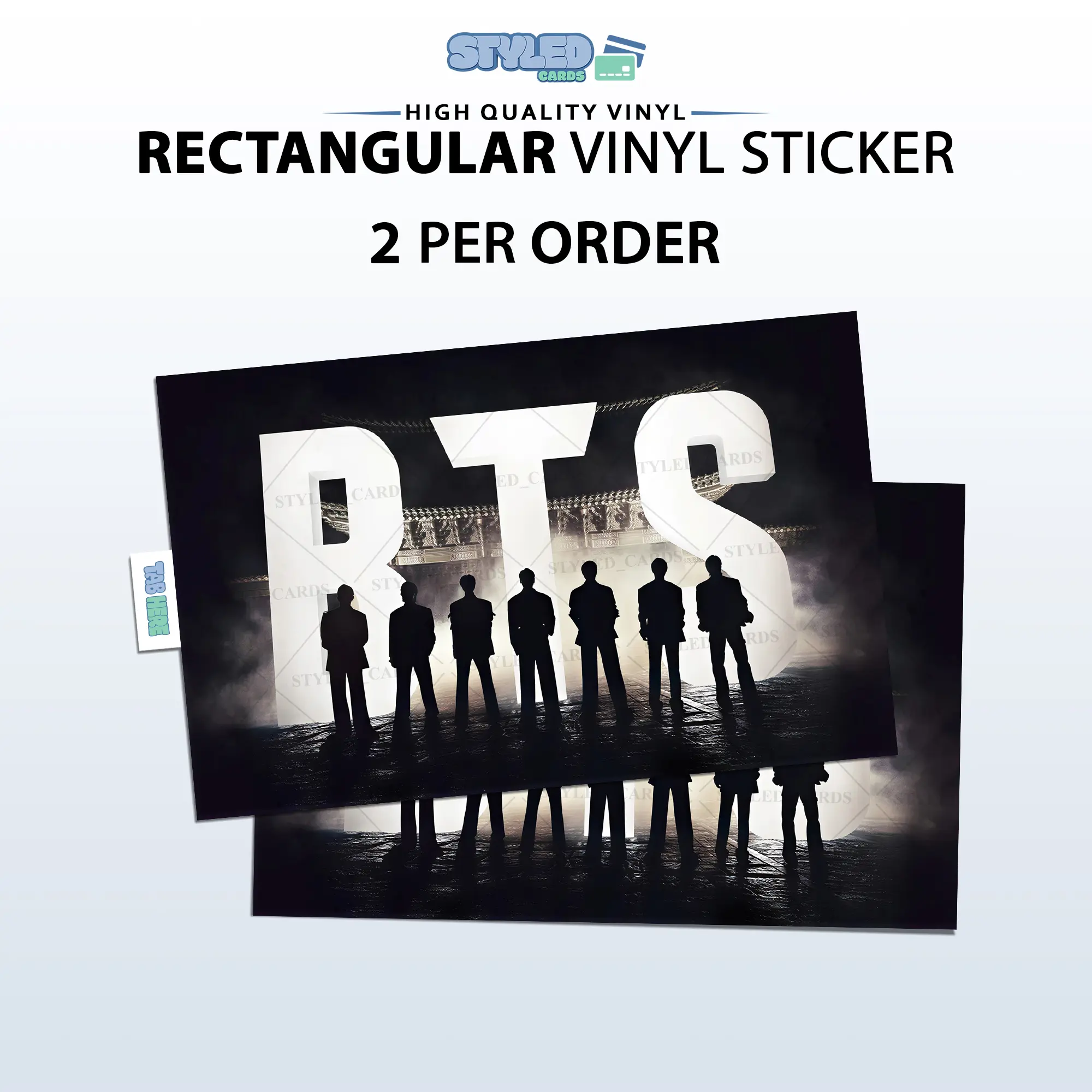 K-POP rectangular vinyl sticker made with high quality vinyl and uv ink