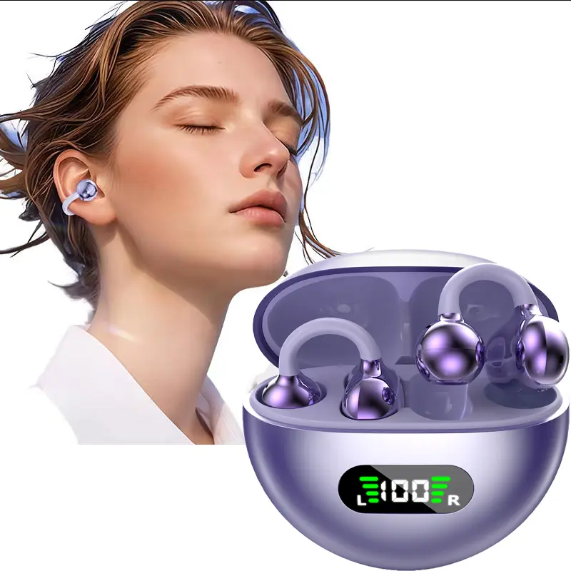 TEMPOMIND Wireless Clip Earbud - Anti-Drop Electronic Sport Headphone with Audio Function, Gym Use, Portability, Call Control & Hands-Free Calls for Running, Hiking