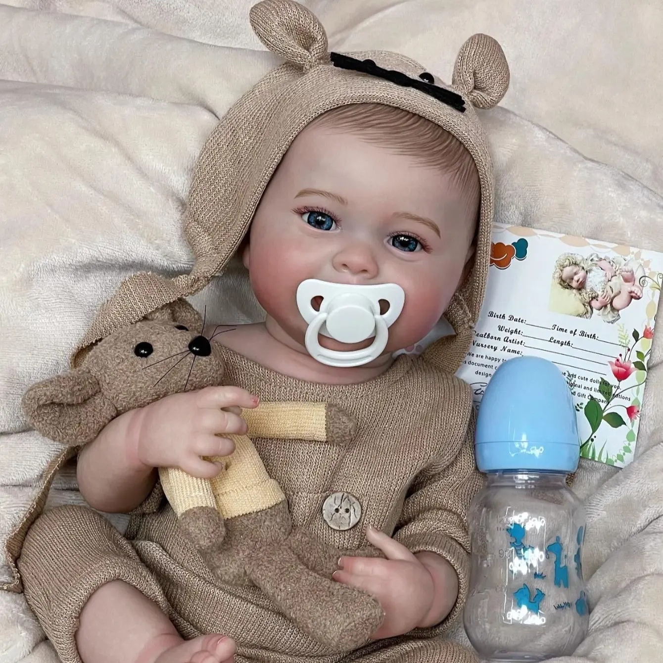 18-Inch Realistic Soft Vinyl Boy Doll - Handmade Rebirth Newborn with Cute Face, Collection Item & Perfect Gift for Kids 3+ (Holiday, Christmas Occasions), Realistic Soft Dolls