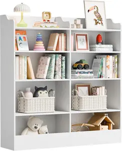 Wood Bookcase,8 Cube Storage Organizer Bookshelf.5 Tier Storage Cabinet with Adjustable Shelves for Bedroom, Living Room, Office