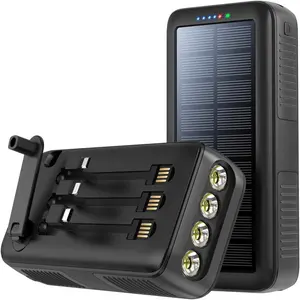 Rechargeable Solar Power Bank 63200mAh (Phone & Mobile Accessories) - Portable Fast Charging Battery Pack with Dual Outputs, Dual Inputs, 4 LED Flashlight, Hand Crank for Outdoor Camping, Survival Gear for Electronic Devices