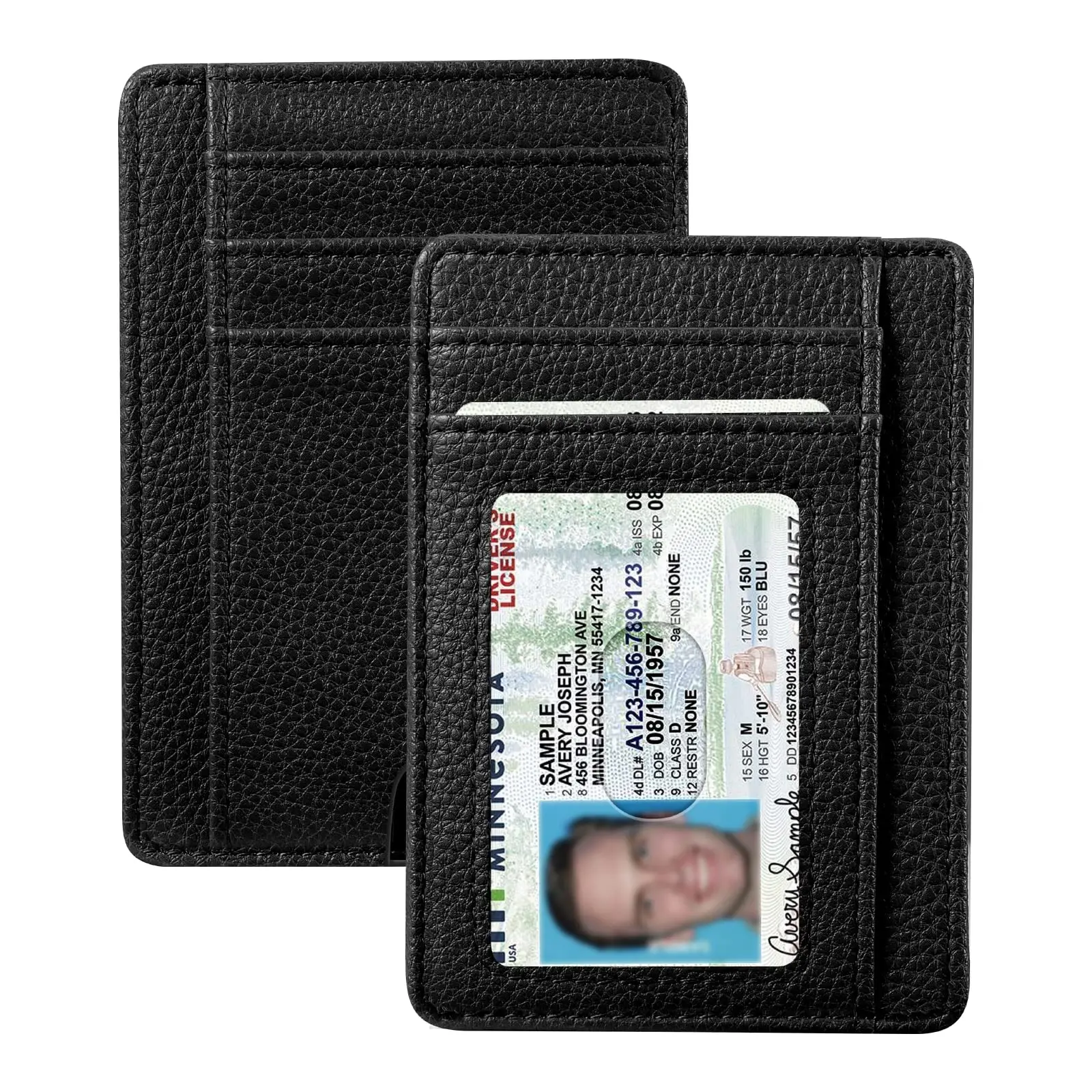 Minimalist Slim Card Wallet with 7 Slots - RFID-Blocking, Credit Card Holder with ID Window for Men and Women, Compact Cash Pocket